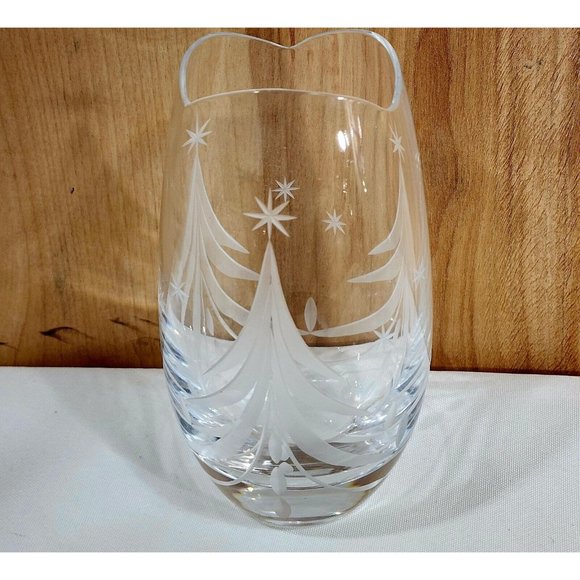 Mikasa Silent Night Crystal Etched Bud Vase Christmas tree Slovenia - Picture 7 of 10